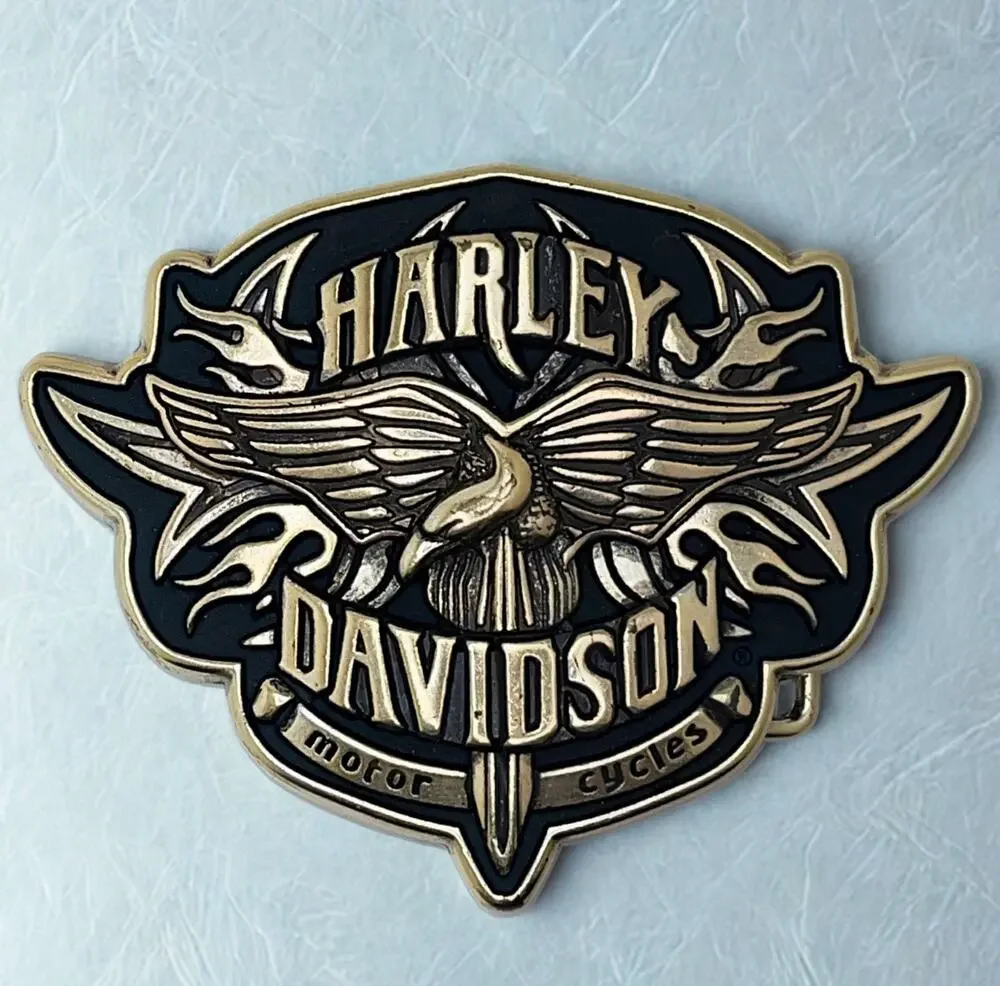 Harley Davidson Eagle Flame Belt Buckle Vintage 2005 Chrome Motorcycle Biker USA